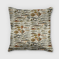 Подушка квадратная Рыбный паттерн, цвет: 3D-принт