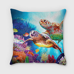 Подушка квадратная Морские черепахи, цвет: 3D-принт