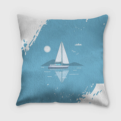 Подушка квадратная ОДИНОКИЙ ПАРУСНИК SAILBOAT Z / 3D-принт – фото 1