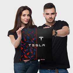 Подушка квадратная TESLA MOTORS ТЕСЛА, цвет: 3D-принт — фото 2