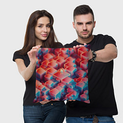 Подушка квадратная Неоновая пара, цвет: 3D-принт — фото 2