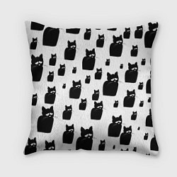 Подушка квадратная Принт из грустных черных котов, цвет: 3D-принт