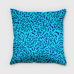 Подушка квадратная Неоновые синие узоры, цвет: 3D-принт