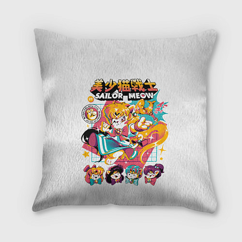 Подушка квадратная Sailor Meow / 3D-принт – фото 1