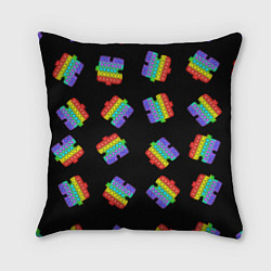 Подушка квадратная Поп ит пазлы на черном, цвет: 3D-принт