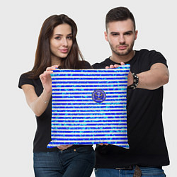 Подушка квадратная Тельняшка со значком ВДВ, цвет: 3D-принт — фото 2