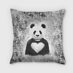Подушка квадратная Панда Любовь Сердце Меланж