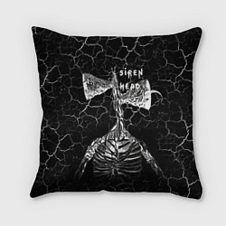 Подушка квадратная Сиреноголовый Трещины Надпись, цвет: 3D-принт