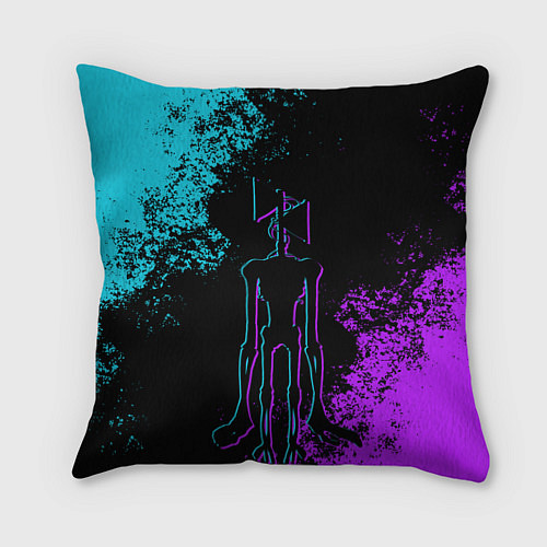 Подушка квадратная НЕОНОВЫЙ СИРЕНОГОЛОВЫЙ / 3D-принт – фото 1