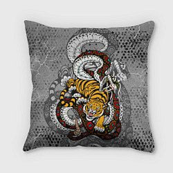 Подушка квадратная Змея и ТигрTiger Snake Fight, цвет: 3D-принт
