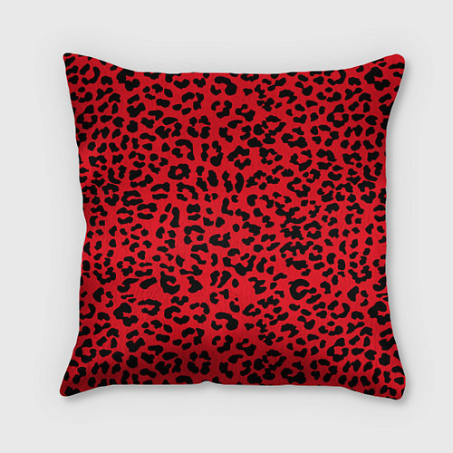Подушка квадратная Леопард Красный / 3D-принт – фото 1