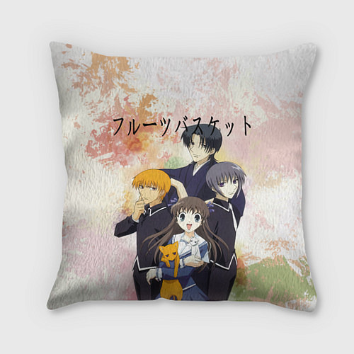 Подушка квадратная Корзинка фруктов персонажи / 3D-принт – фото 1