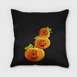 Подушка квадратная Хэллоуин смешные тыквы, цвет: 3D-принт