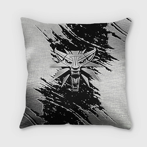 Подушка квадратная THE WITCHER LOGO STEEL / 3D-принт – фото 1