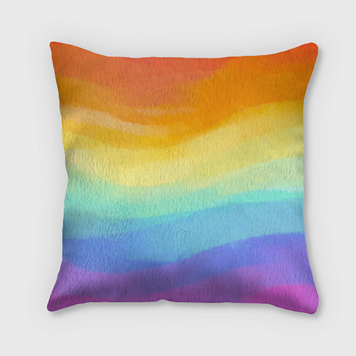 Подушка квадратная РАДУЖНЫЕ ВОЛНЫ RAINBOW WAVES Z / 3D-принт – фото 1