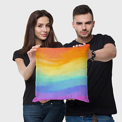Подушка квадратная РАДУЖНЫЕ ВОЛНЫ RAINBOW WAVES Z, цвет: 3D-принт — фото 2