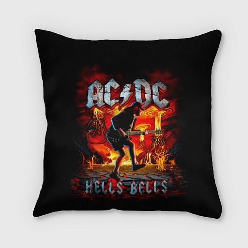 Подушка квадратная ACDC HELLS BELLS / 3D-принт – фото 1