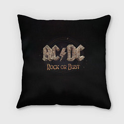 Подушка квадратная ACDC Rock or Bust, цвет: 3D-принт