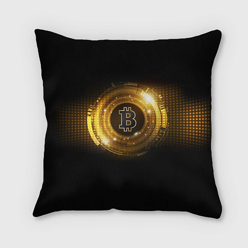 Подушка квадратная BITCOIN КРИПТОВАЛЮТА / 3D-принт – фото 1