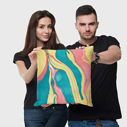 Подушка квадратная Красочный развод, цвет: 3D-принт — фото 2