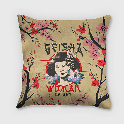 Подушка квадратная Гейша Geisha Z / 3D-принт – фото 1