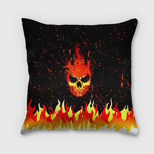 Подушка квадратная Пылающий череп / 3D-принт – фото 1