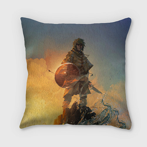 Подушка квадратная Винланд стоит на скале сага / 3D-принт – фото 1