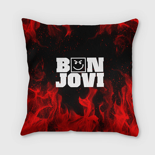 Подушка квадратная BON JOVI HAVE A NICE DAY FIRE ОГОНЬ / 3D-принт – фото 1