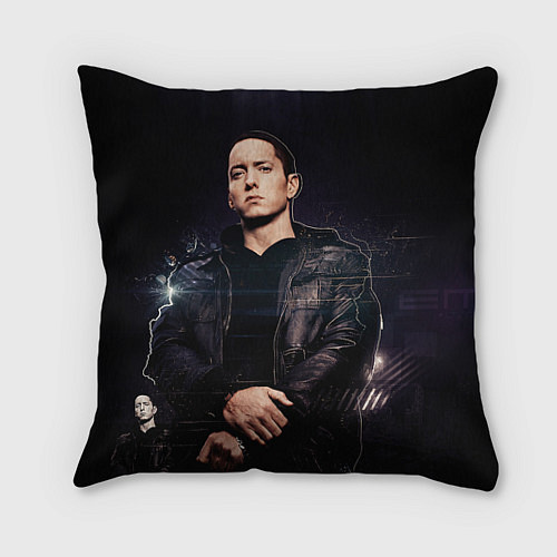 Подушка квадратная Eminem Black / 3D-принт – фото 1