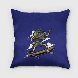Подушка квадратная Телевизор скейтбордист