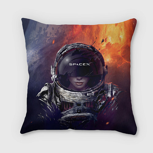 Подушка квадратная Space X Elon Musk / 3D-принт – фото 1