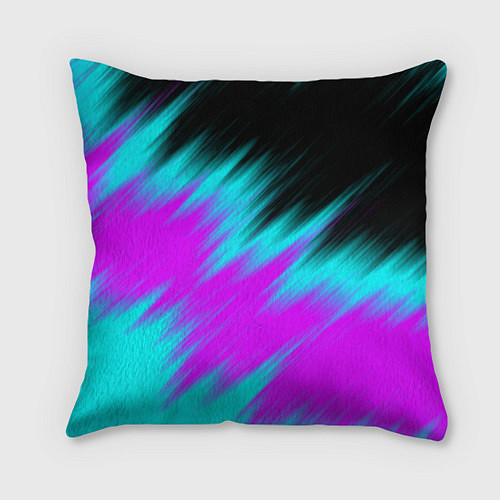 Подушка квадратная НЕОНОВЫЕ ПОЛОСЫ И НИЧЕГО ЛИШНЕГО NEON STRIPES / 3D-принт – фото 1