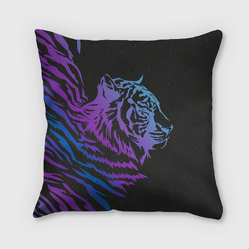 Подушка квадратная Tiger Neon / 3D-принт – фото 1