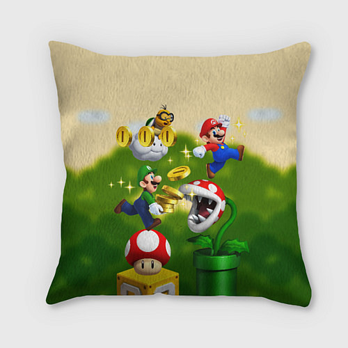 Подушка квадратная Mario Coins / 3D-принт – фото 1