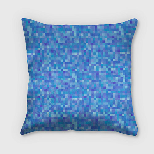 Подушка квадратная Голубая пиксель абстракция / 3D-принт – фото 1