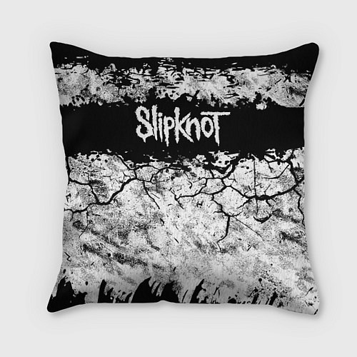 Подушка квадратная Надпись Слипкнот Рок Группа ЧБ Slipknot / 3D-принт – фото 1