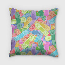 Подушка квадратная Цветные пластыри, цвет: 3D-принт