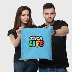 Подушка квадратная Toca Life: Logo, цвет: 3D-принт — фото 2