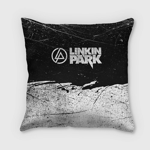 Подушка квадратная Линкин Парк Лого Рок ЧБ Linkin Park Rock / 3D-принт – фото 1