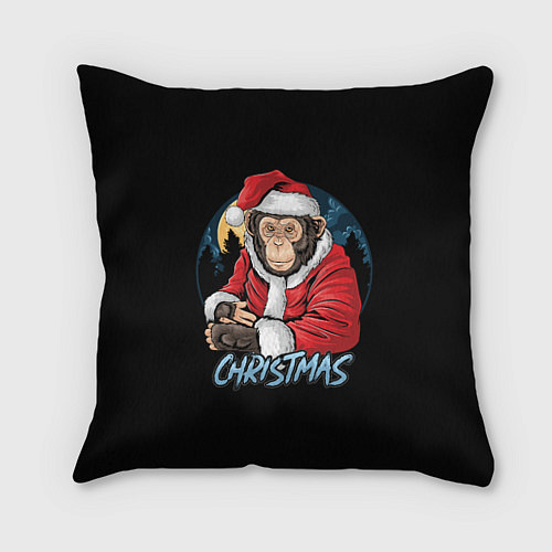 Подушка квадратная CHRISTMAS обезьяна / 3D-принт – фото 1