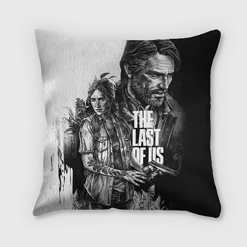 Подушка квадратная THE LAST OF US ЧЁРНО БЕЛЫЙ / 3D-принт – фото 1