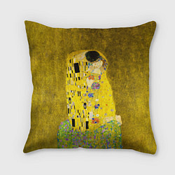 Подушка квадратная Влюблённые поцелуй художник Климт, цвет: 3D-принт