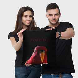 Подушка квадратная Красный попугай Red parrot, цвет: 3D-принт — фото 2