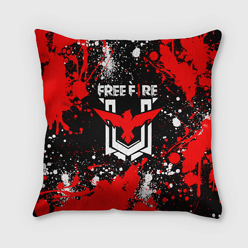 Подушка квадратная Free Fire: Брызги и капли красок / 3D-принт – фото 1
