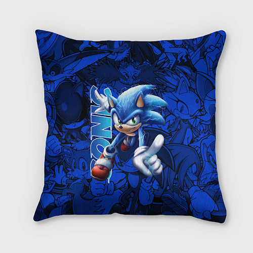 Подушка квадратная SONIC LOGO СОНИК ЛОГО / 3D-принт – фото 1