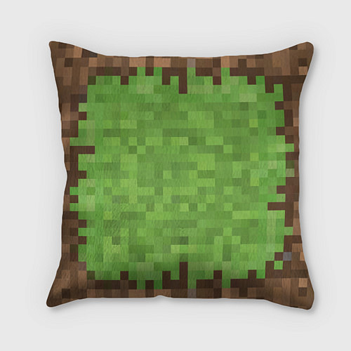 Подушка квадратная Minecraft блок травы / 3D-принт – фото 1