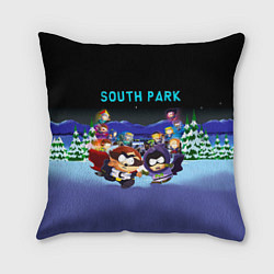 Подушка квадратная Енот и его команда - противостояние Южный Парк, цвет: 3D-принт