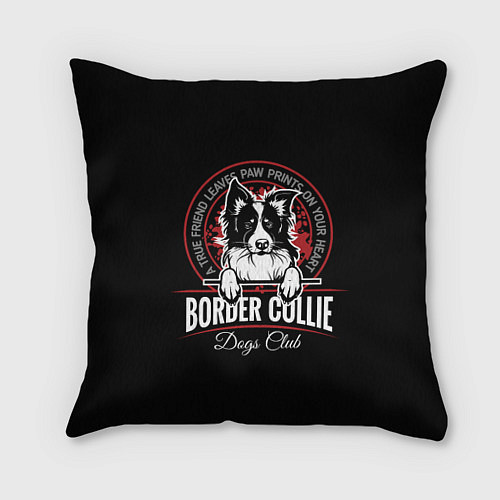 Подушка квадратная Бордер-Колли Border Collie / 3D-принт – фото 1