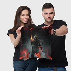 Подушка квадратная TES SKYRIM DOVAHKIN FLAME ДРАКОНОРОЖДЕННЫЙ, цвет: 3D-принт — фото 2