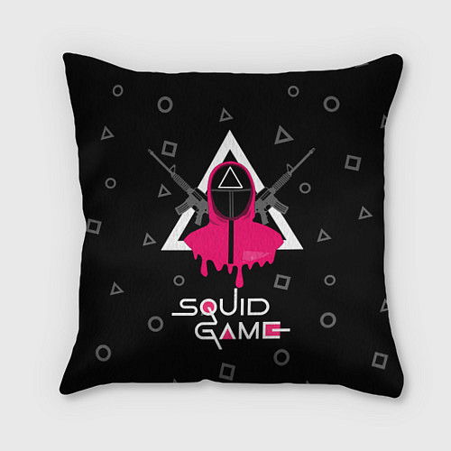 Подушка квадратная Squid game: guard with M-16 / 3D-принт – фото 1
